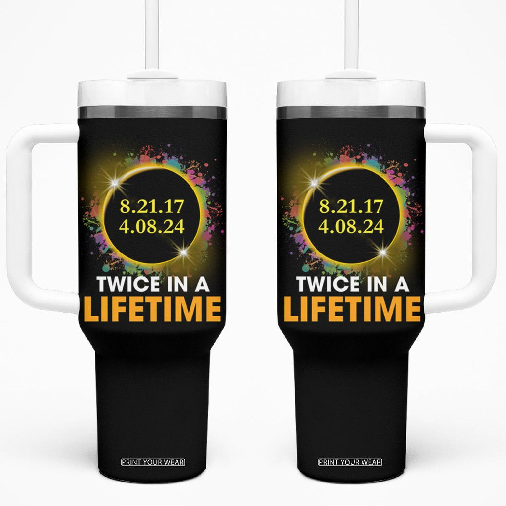 Total Solar Eclipse Tumbler With Handle Twice In A Life Time American Totality 2024 2017 TB02 One Size: 40 oz Black Printyourwear