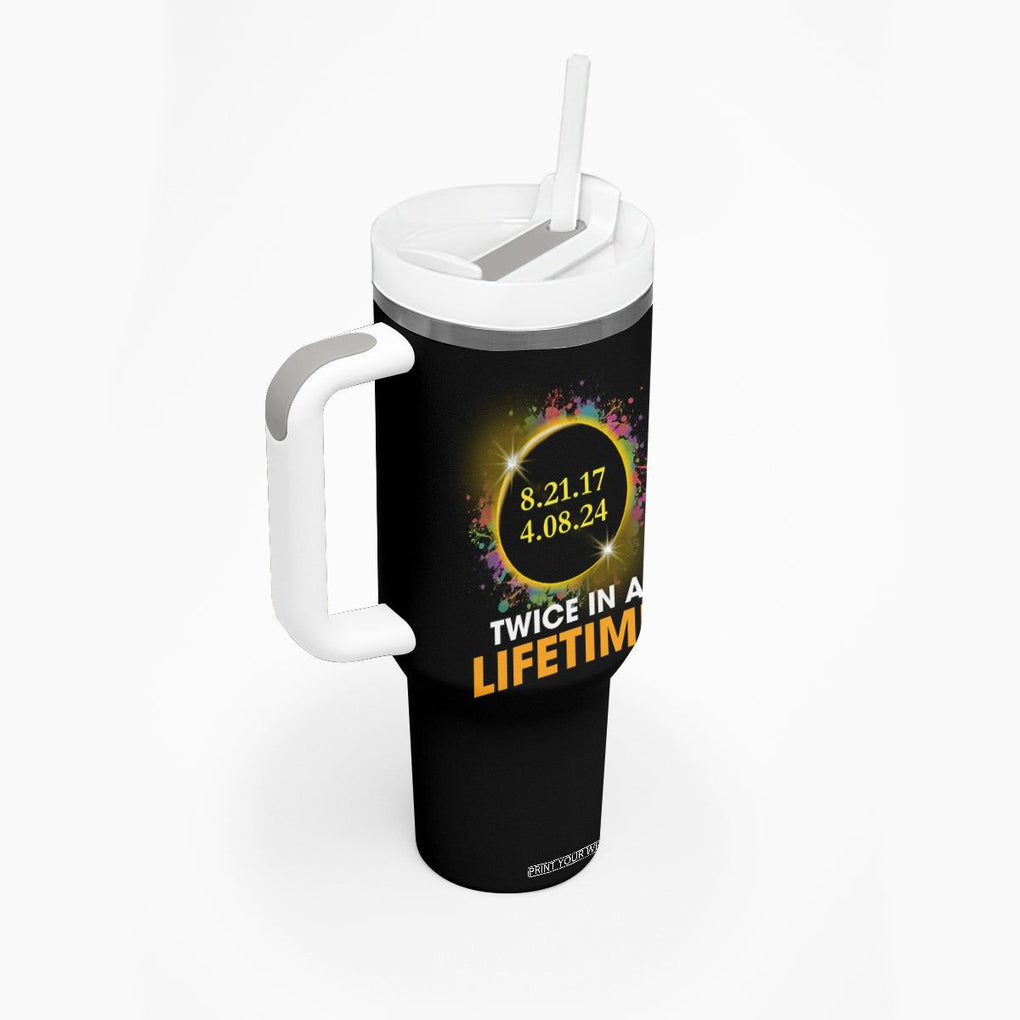 Total Solar Eclipse Tumbler With Handle Twice In A Life Time American Totality 2024 2017 TB02 Printyourwear
