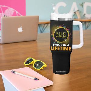 Total Solar Eclipse Tumbler With Handle Twice In A Life Time American Totality 2024 2017 TB02 Printyourwear