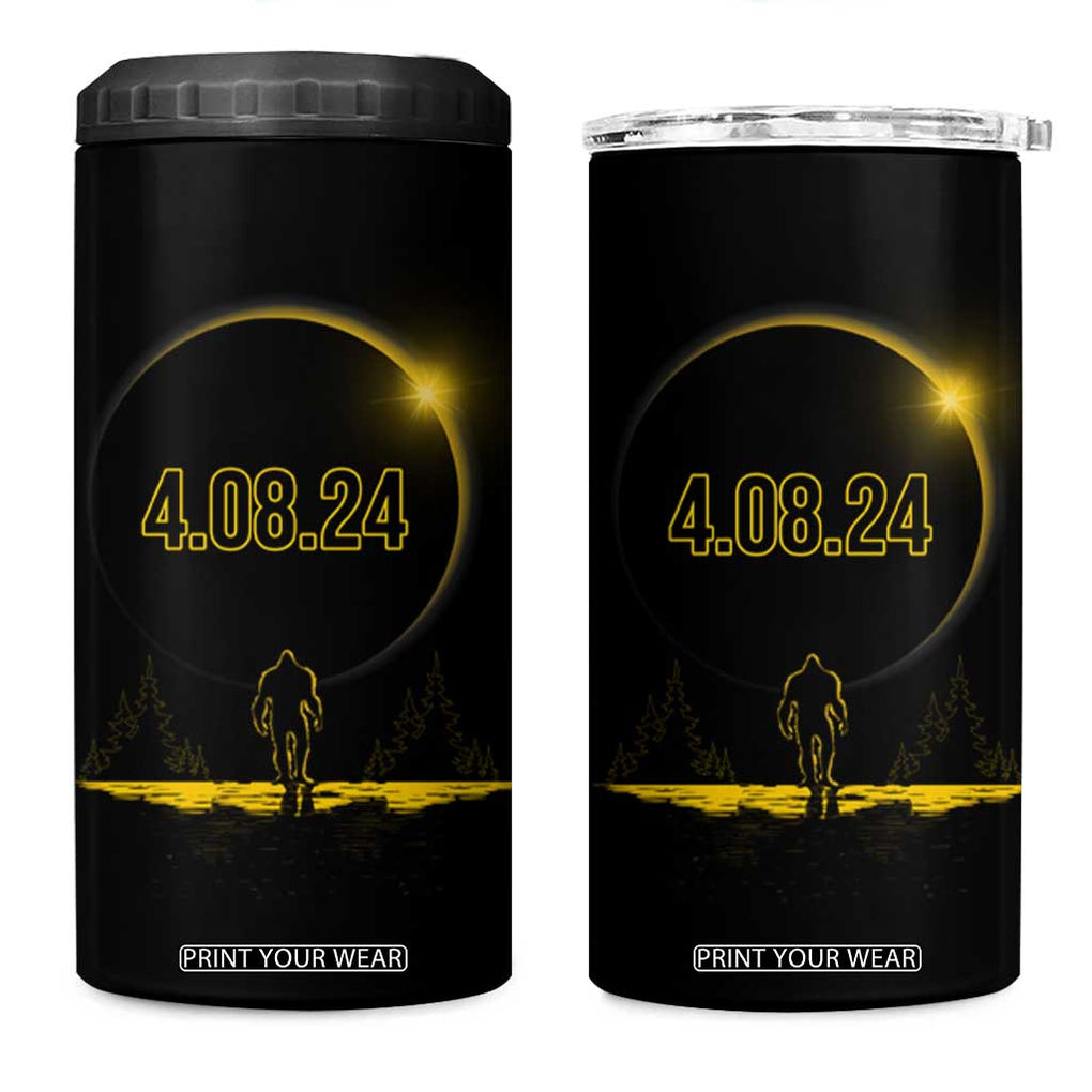Total Solar Eclipse Bigfoot 4 in 1 Can Cooler Tumbler American Totality April 8 2024 Sasquatch Silhouette TB02 One Size: 16 oz Black Print Your Wear