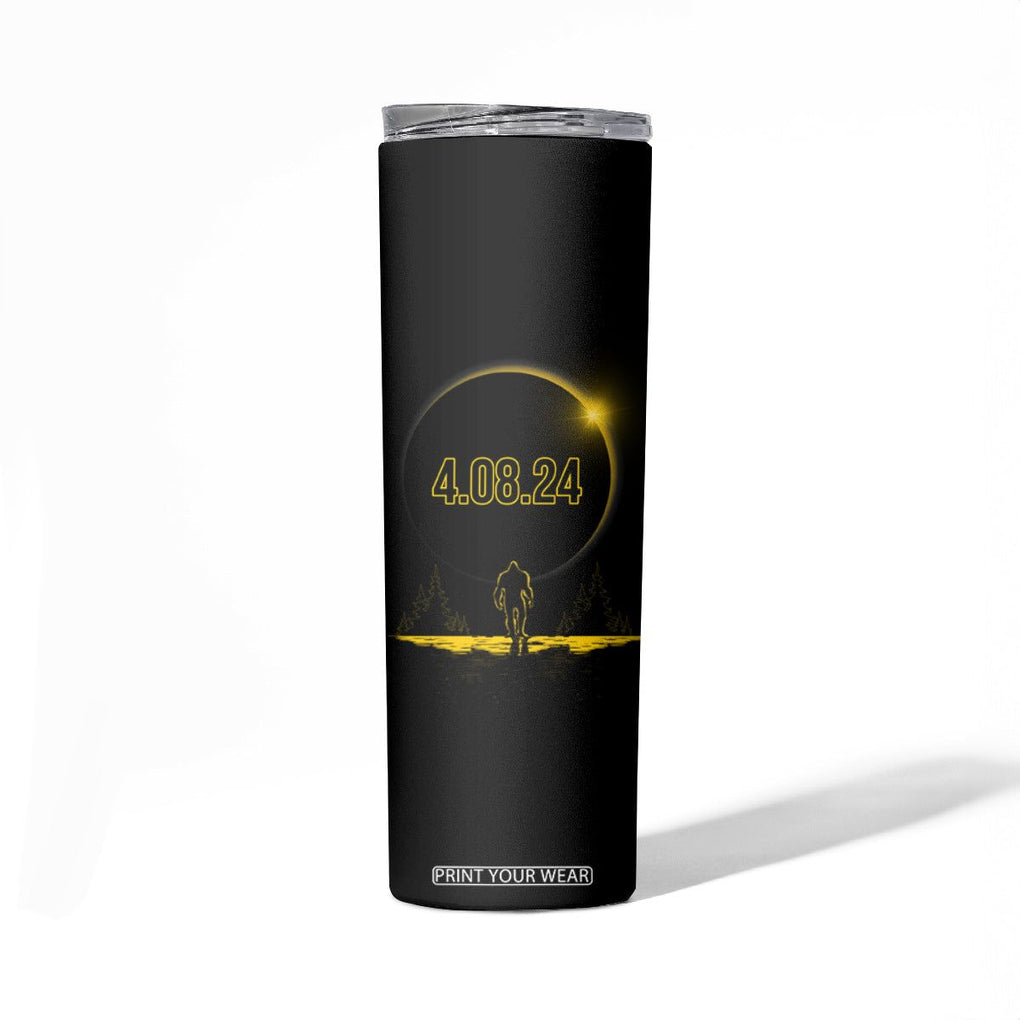 Total Solar Eclipse Bigfoot Skinny Tumbler American Totality April 8 2024 Sasquatch Silhouette TB02 Printyourwear