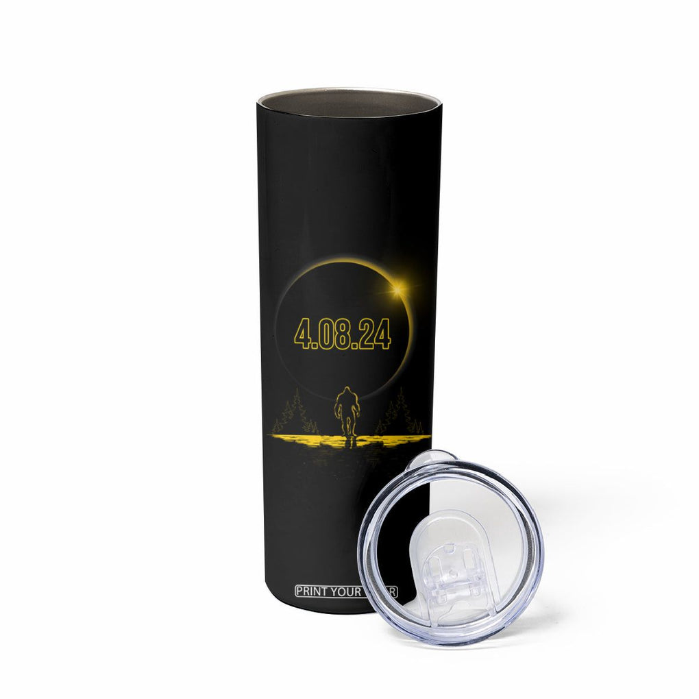 Total Solar Eclipse Bigfoot Skinny Tumbler American Totality April 8 2024 Sasquatch Silhouette TB02 Printyourwear
