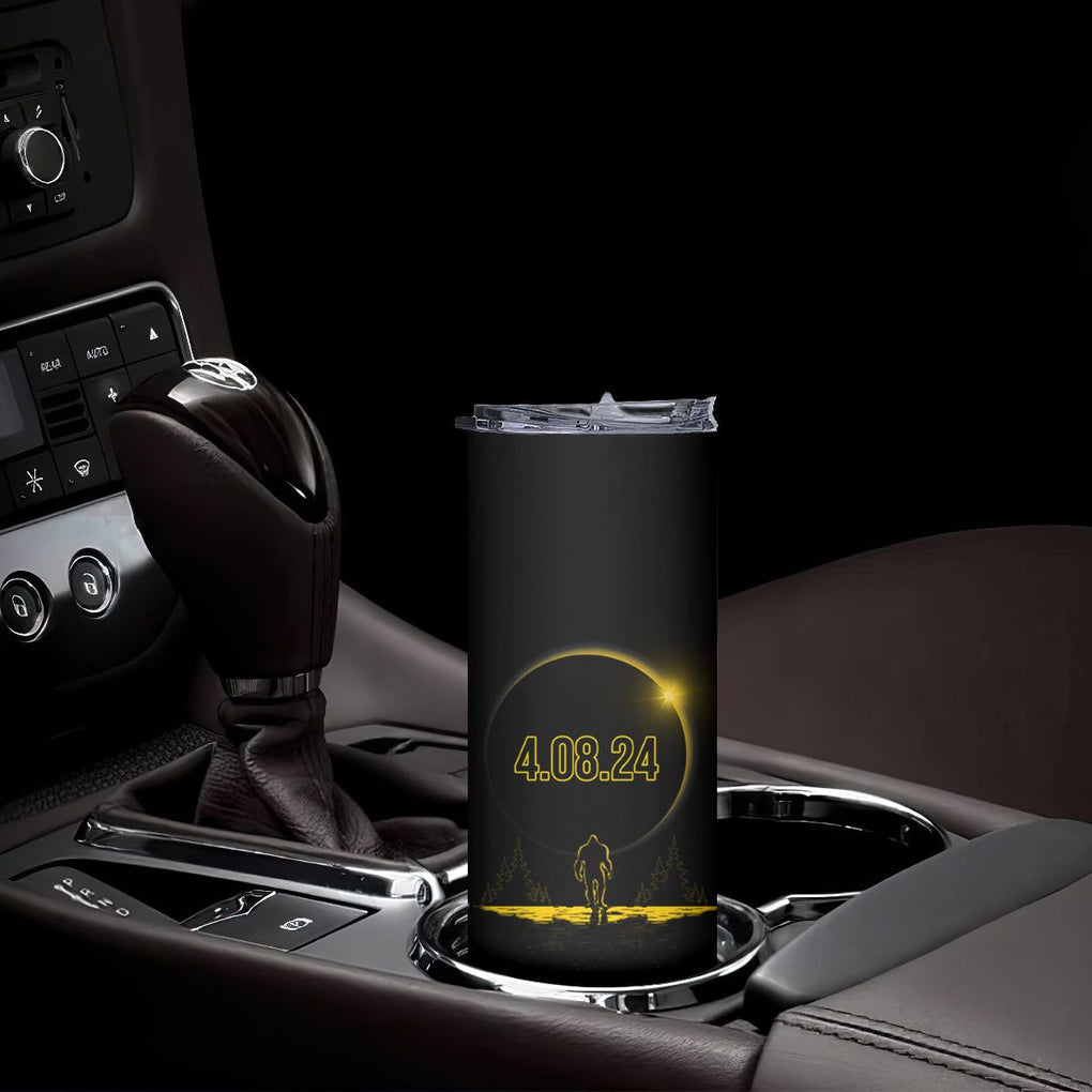 Total Solar Eclipse Bigfoot Skinny Tumbler American Totality April 8 2024 Sasquatch Silhouette TB02 Printyourwear