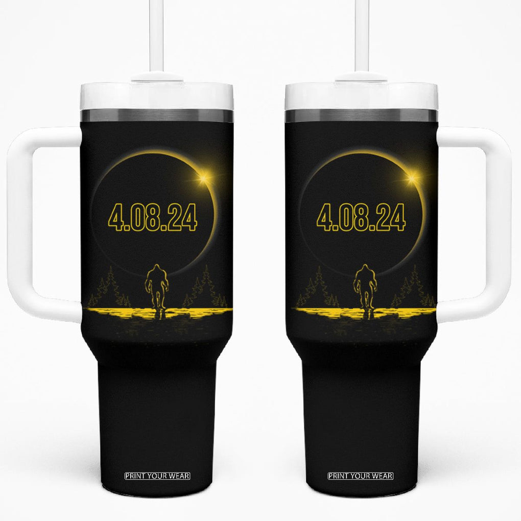 Total Solar Eclipse Bigfoot Tumbler With Handle American Totality April 8 2024 Sasquatch Silhouette TB02 One Size: 40 oz Black Printyourwear