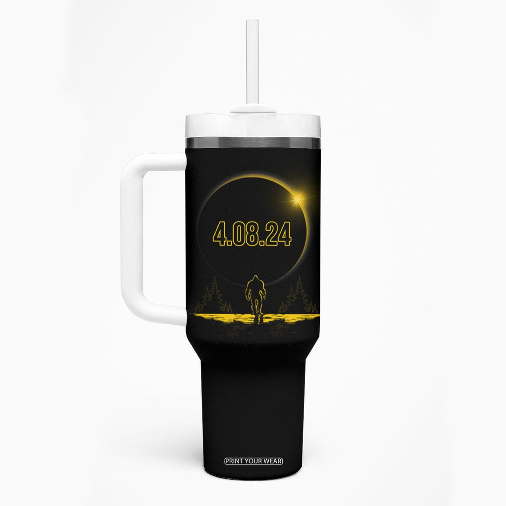 Total Solar Eclipse Bigfoot Tumbler With Handle American Totality April 8 2024 Sasquatch Silhouette TB02 Printyourwear