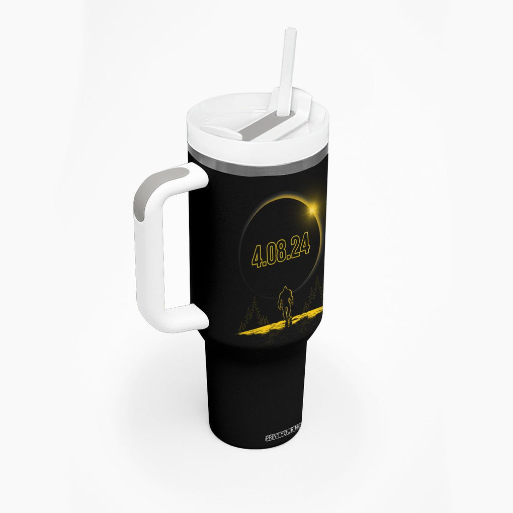 Total Solar Eclipse Bigfoot Tumbler With Handle American Totality April 8 2024 Sasquatch Silhouette TB02 Printyourwear