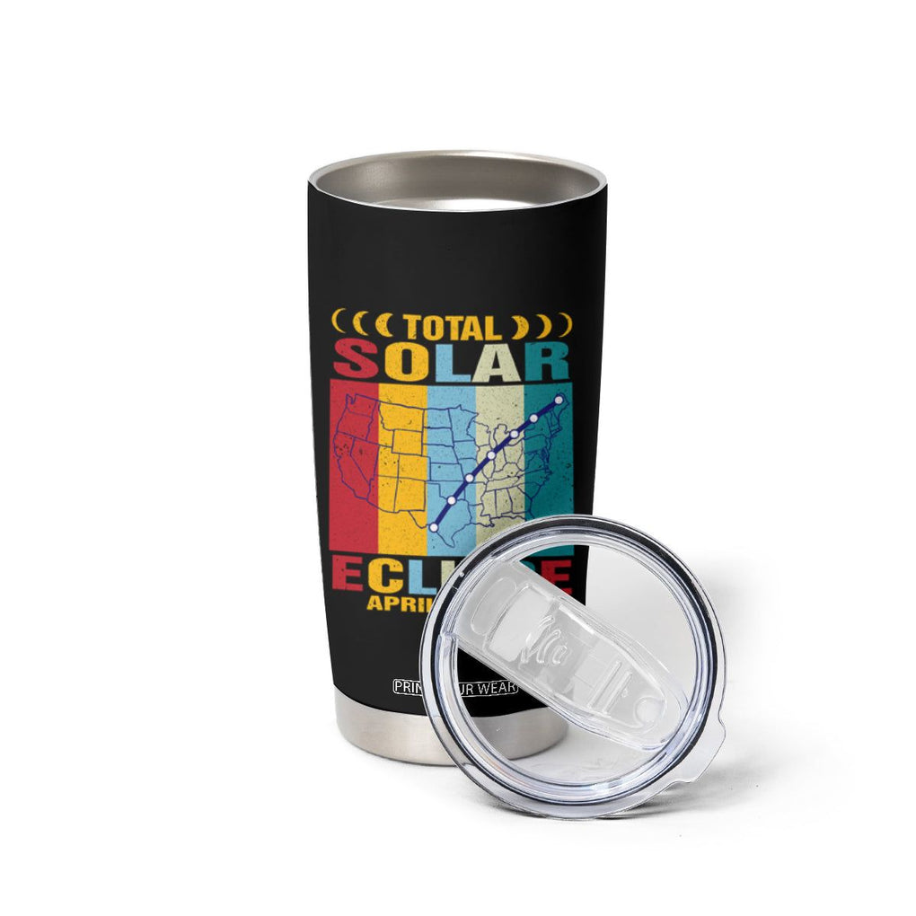 Total Solar Eclipse Tumbler Cup Retro American Totality Tour Map April 8 2024 TB02 Printyourwear