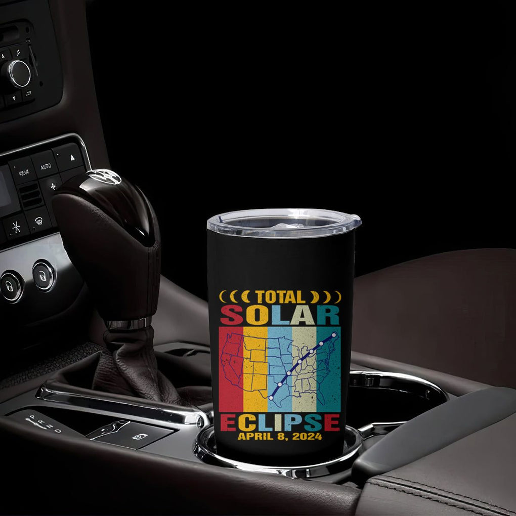 Total Solar Eclipse Tumbler Cup Retro American Totality Tour Map April 8 2024 TB02 Printyourwear