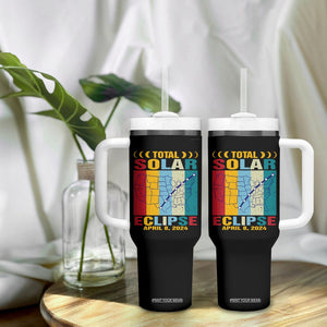 Total Solar Eclipse Tumbler With Handle Retro American Totality Tour Map April 8 2024 TB02 Printyourwear