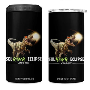 Total Solar Eclipse Dinosaur 4 in 1 Can Cooler Tumbler Solrawr Eclipse April 8 2024 TB02 One Size: 16 oz Black Print Your Wear