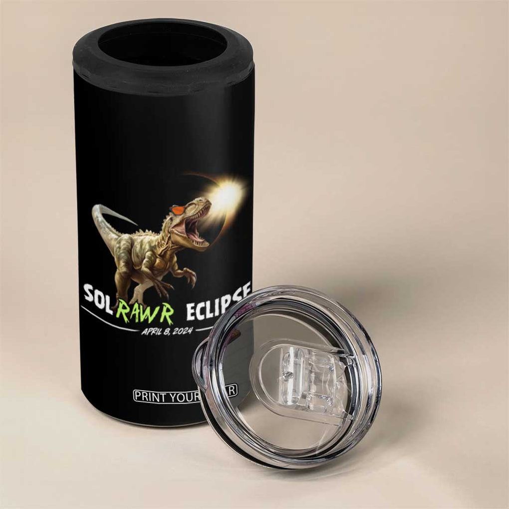 Total Solar Eclipse Dinosaur 4 in 1 Can Cooler Tumbler Solrawr Eclipse April 8 2024 TB02 Print Your Wear