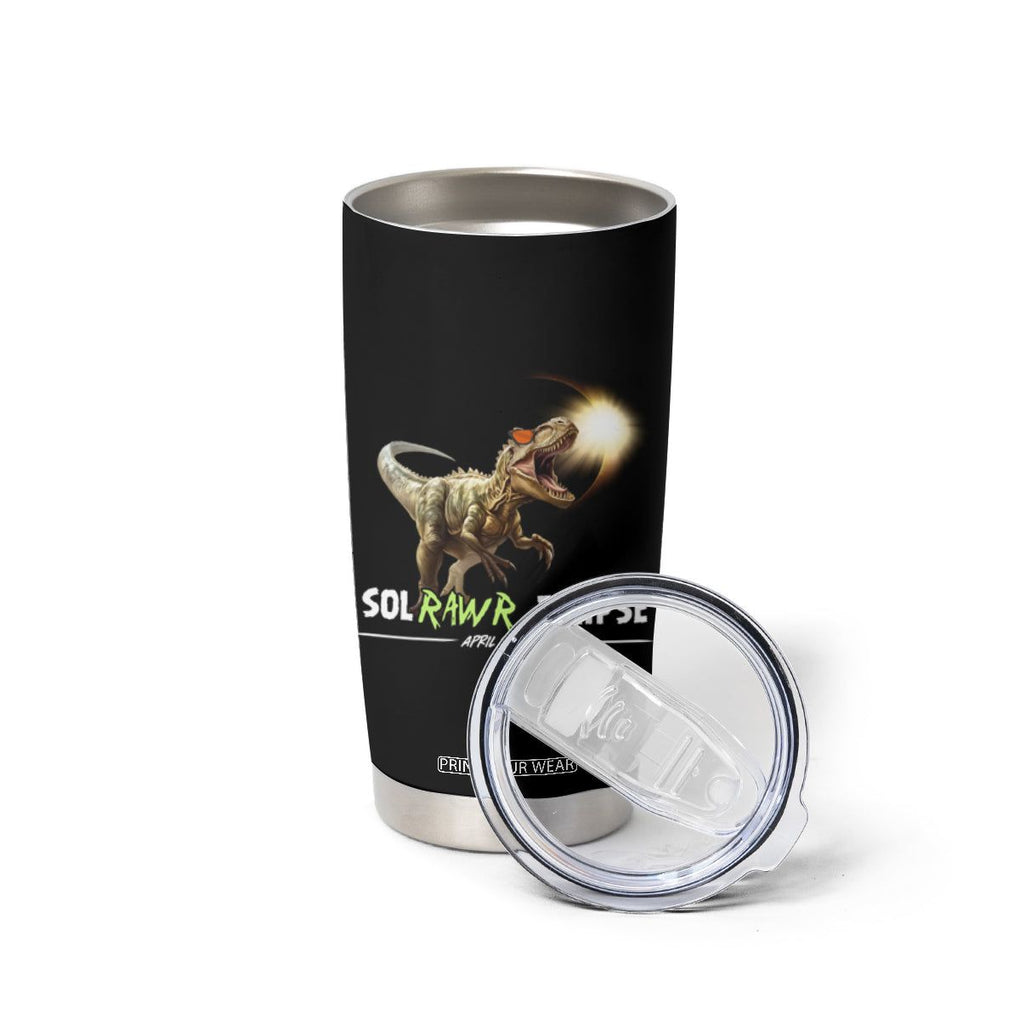 Total Solar Eclipse Dinosaur Tumbler Cup Solrawr Eclipse April 8 2024 TB02 Printyourwear