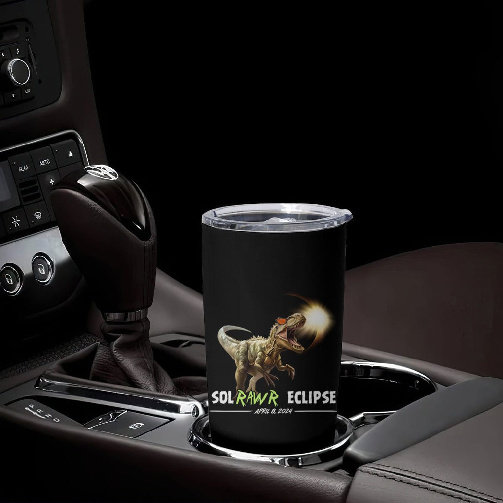 Total Solar Eclipse Dinosaur Tumbler Cup Solrawr Eclipse April 8 2024 TB02 Printyourwear