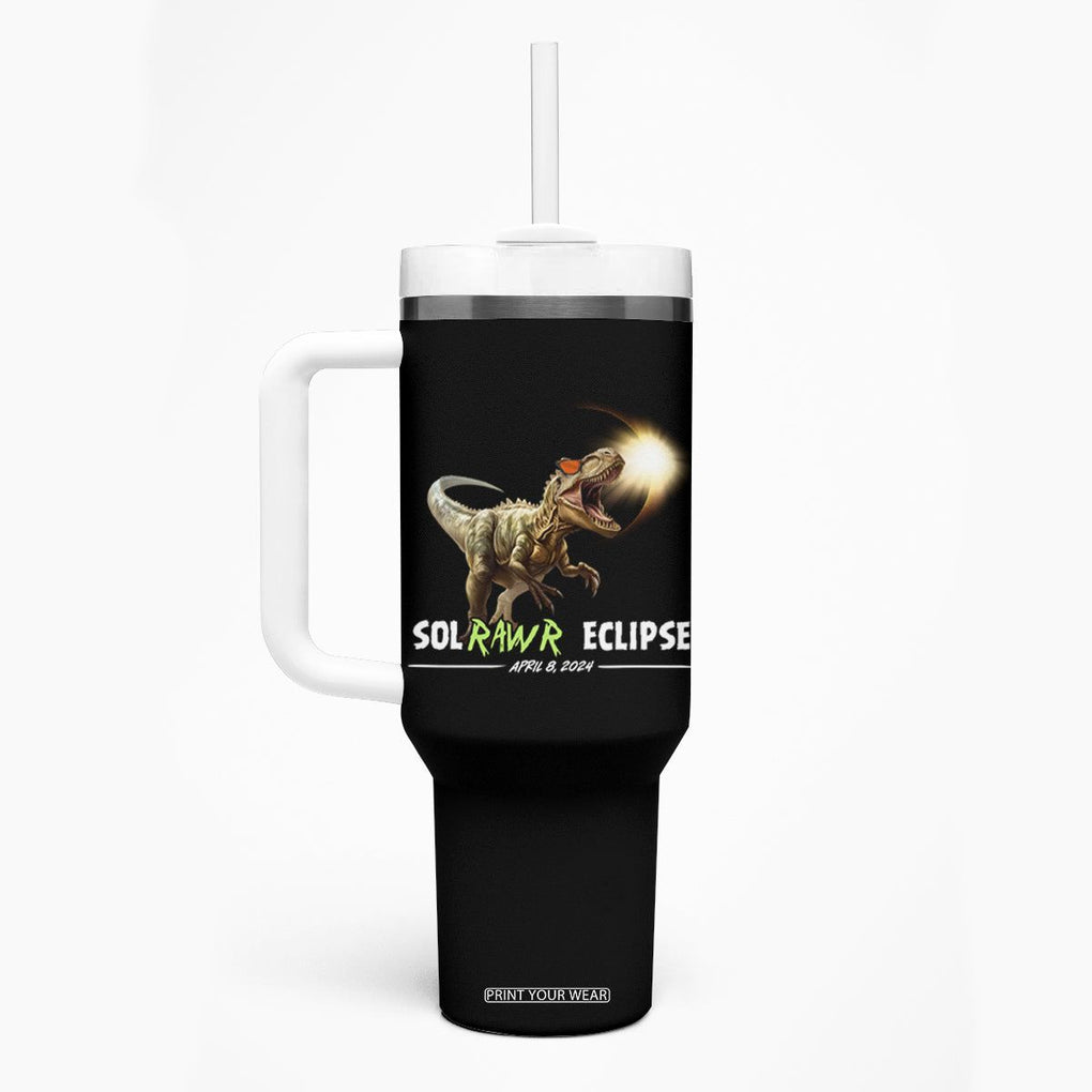 Total Solar Eclipse Dinosaur Tumbler With Handle Solrawr Eclipse April 8 2024 TB02 Printyourwear