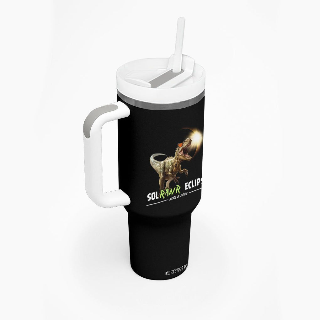 Total Solar Eclipse Dinosaur Tumbler With Handle Solrawr Eclipse April 8 2024 TB02 Printyourwear