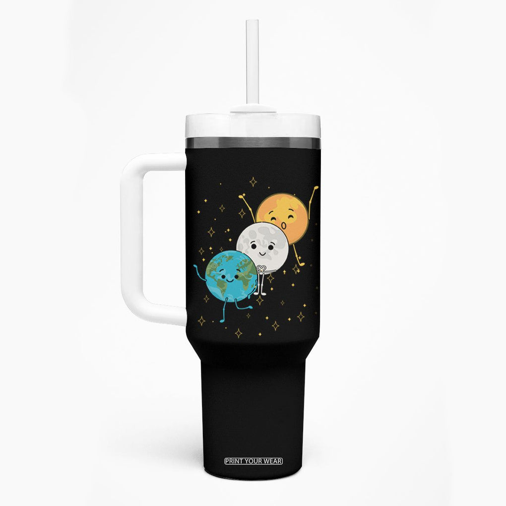 Funny Total Solar Eclipse Tumbler With Handle Cute Earth Moon Sun American Totality April 8 2024 TB02 Printyourwear