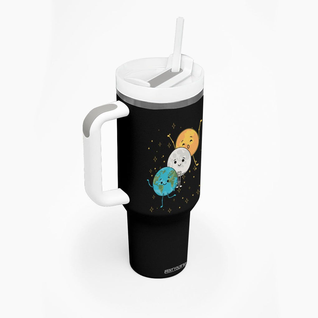 Funny Total Solar Eclipse Tumbler With Handle Cute Earth Moon Sun American Totality April 8 2024 TB02 Printyourwear
