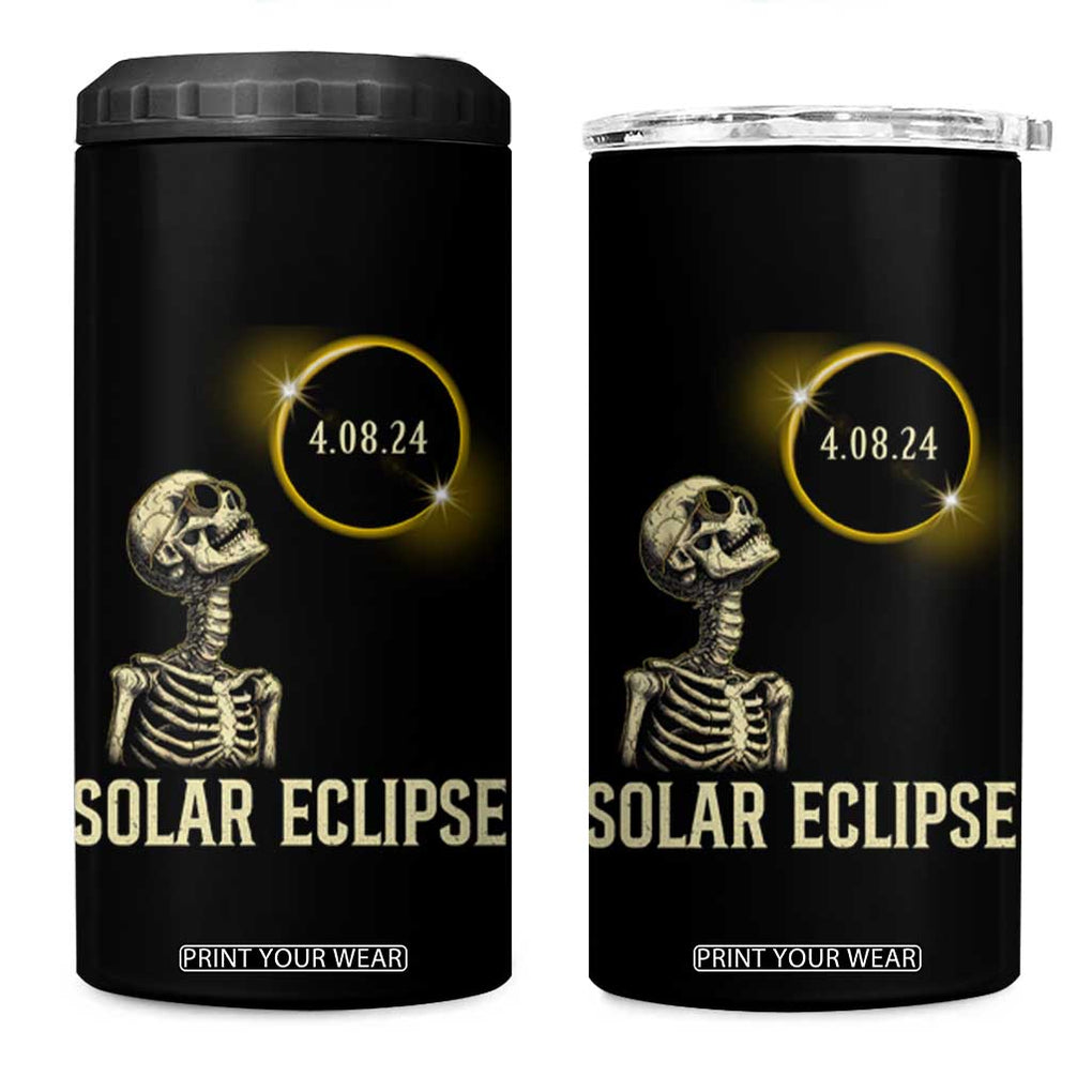 Total Solar Eclipse Skeleton 4 in 1 Can Cooler Tumbler Funny Watching American Totality April 8 2024 Matching TB02 One Size: 16 oz Black Print Your Wear