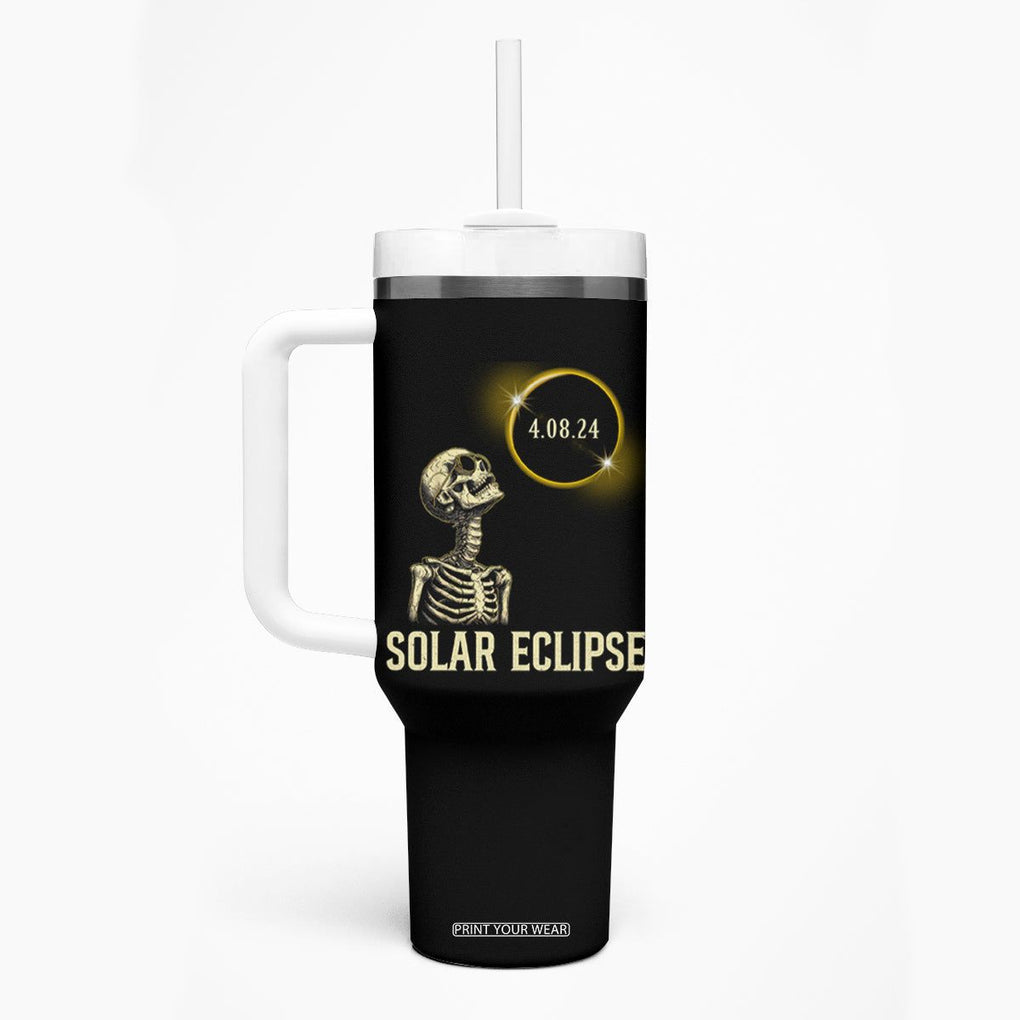 Total Solar Eclipse Skeleton Tumbler With Handle Funny Watching American Totality April 8 2024 Matching TB02 Printyourwear