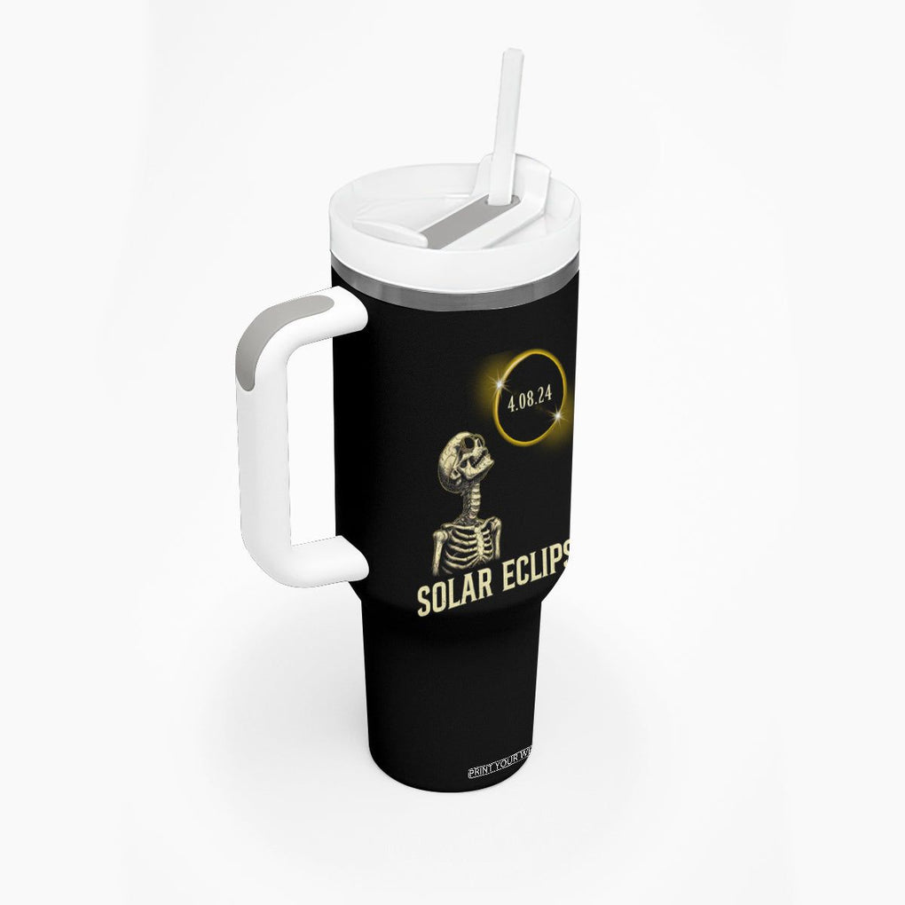 Total Solar Eclipse Skeleton Tumbler With Handle Funny Watching American Totality April 8 2024 Matching TB02 Printyourwear