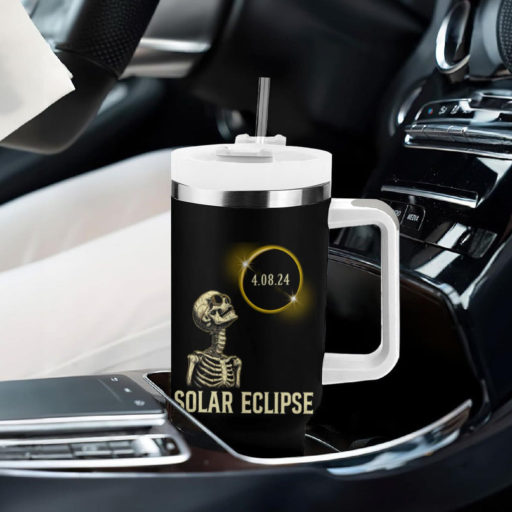 Total Solar Eclipse Skeleton Tumbler With Handle Funny Watching American Totality April 8 2024 Matching TB02 Printyourwear