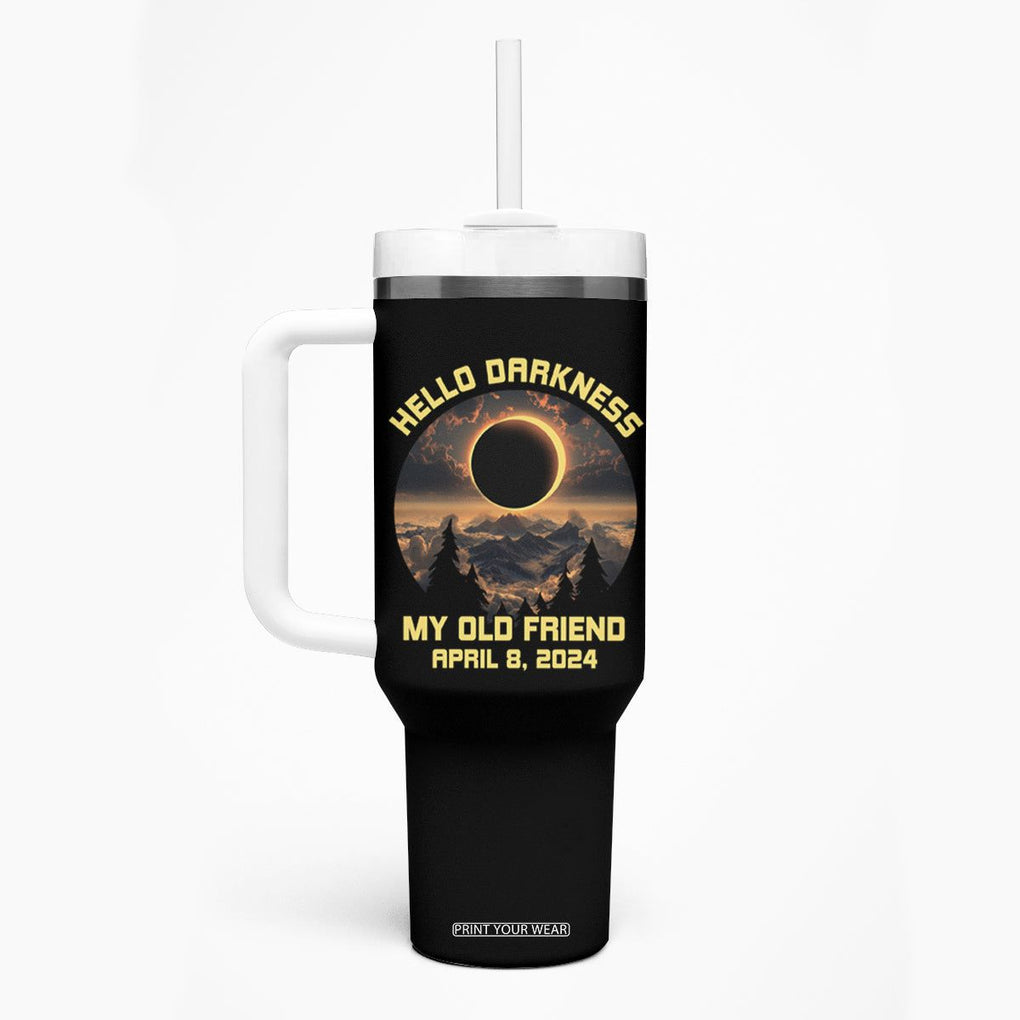 Total Solar Eclipse Tumbler With Handle Hello Darkness My Old Friend April 8 2024 American Totality TB02 Printyourwear