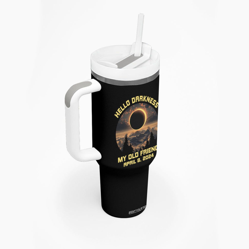 Total Solar Eclipse Tumbler With Handle Hello Darkness My Old Friend April 8 2024 American Totality TB02 Printyourwear