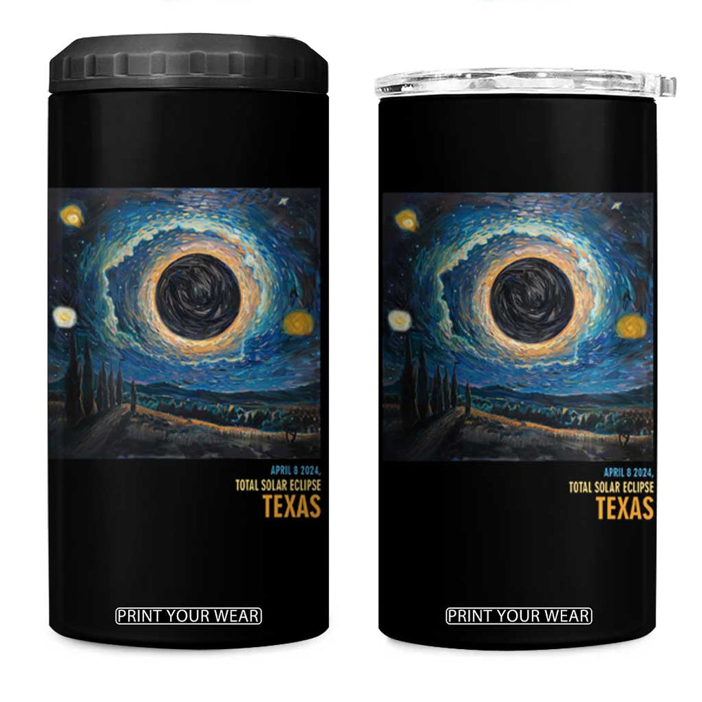 Total Solar Eclipse 4 in 1 Can Cooler Tumbler April 8 2024 Starry Night Totality TB02 One Size: 16 oz Black Print Your Wear