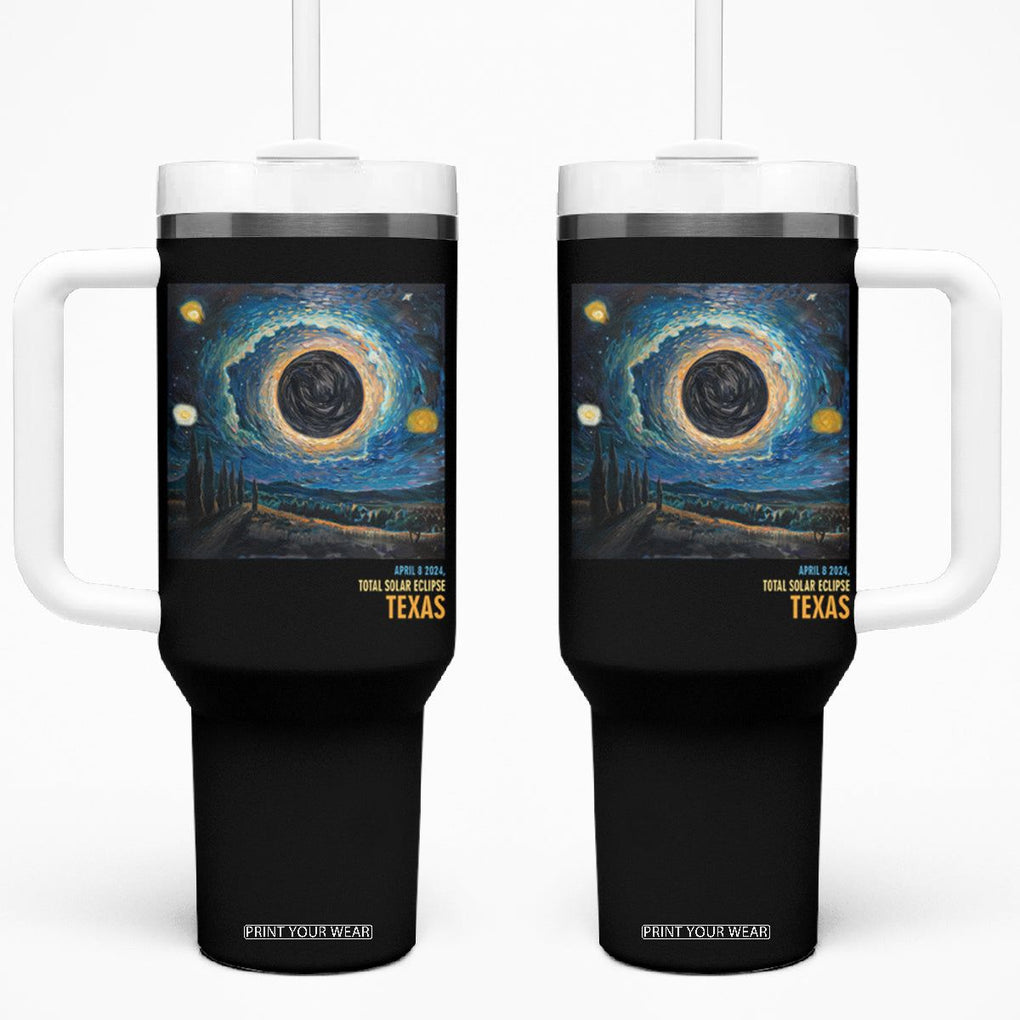 Total Solar Eclipse Tumbler With Handle April 8 2024 Starry Night Totality TB02 One Size: 40 oz Black Printyourwear