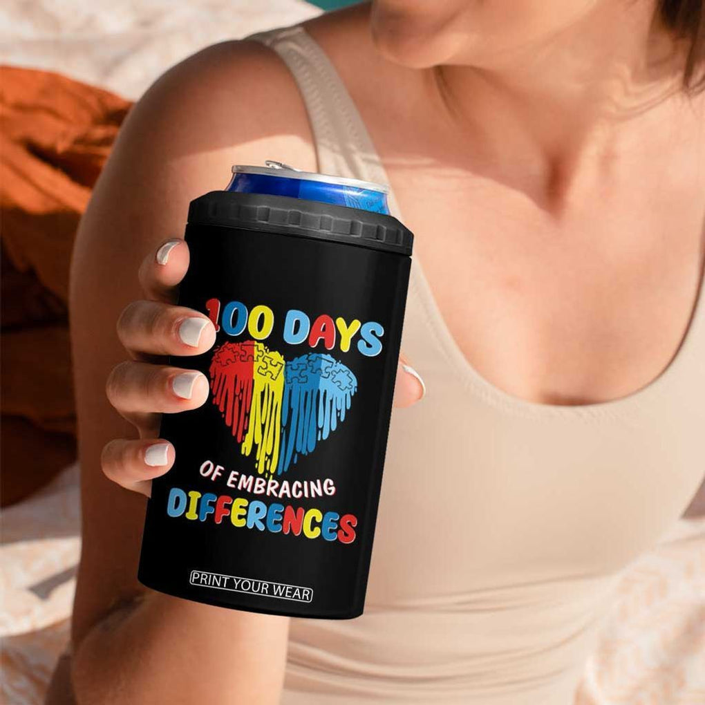 100 Days of School IEP 4 in 1 Can Cooler Tumbler Embrace Differences Neurodiversity Autism Acceptance ADHD Awareness TB02 Print Your Wear