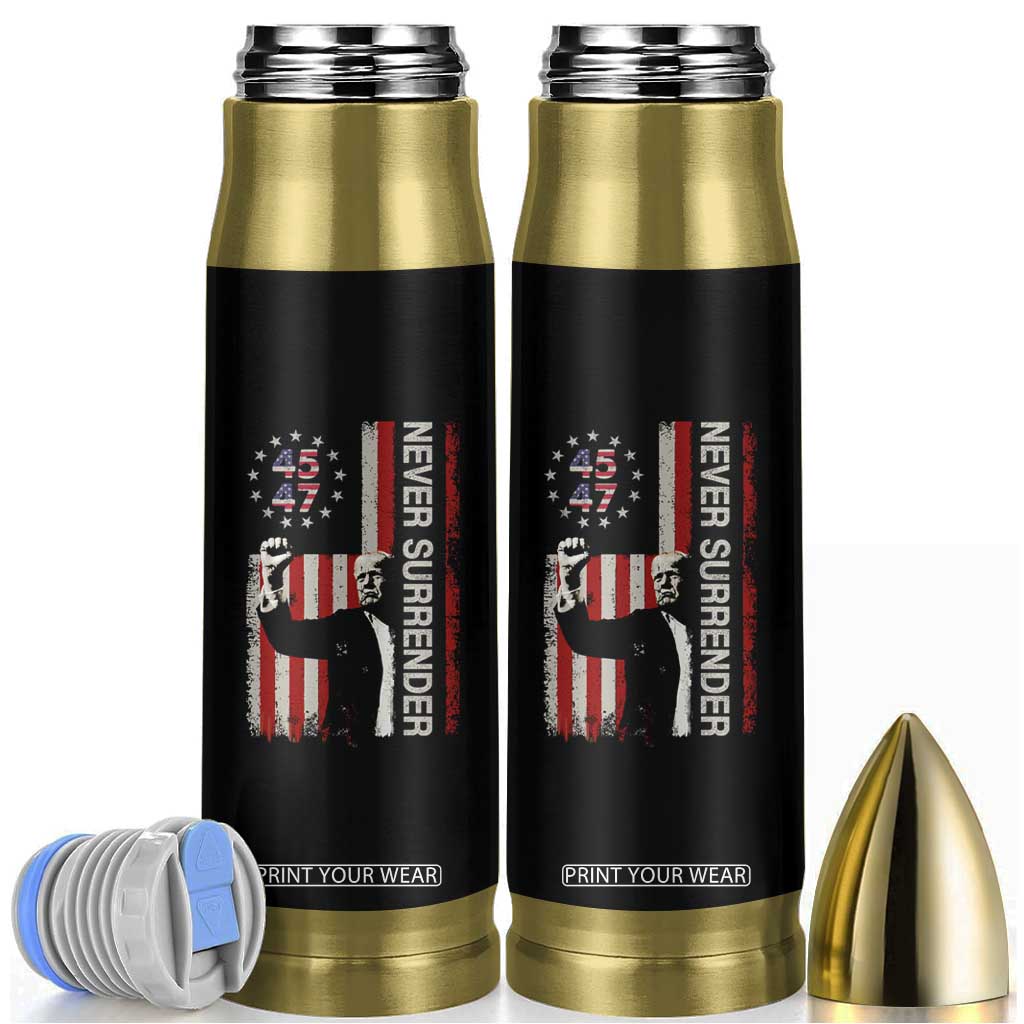 Trump Raised Fist Bullet Tumbler Never Surrender President 45 47 US Flag TB02 Black Print Your Wear