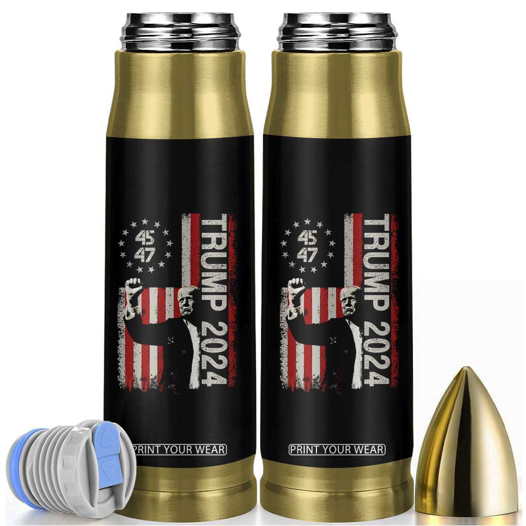 Trump 2024 Bullet Tumbler President 45 47 American Betsy Ross Flag TB02 Black Print Your Wear