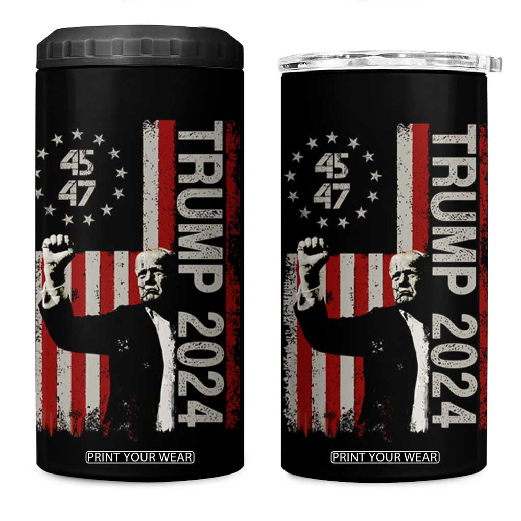 Trump 2024 4 in 1 Can Cooler Tumbler President 45 47 American Betsy Ross Flag TB02 One Size: 16 oz Black Print Your Wear
