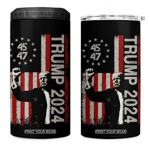 Trump 2024 4 in 1 Can Cooler Tumbler President 45 47 American Betsy Ross Flag TB02 One Size: 16 oz Black Print Your Wear