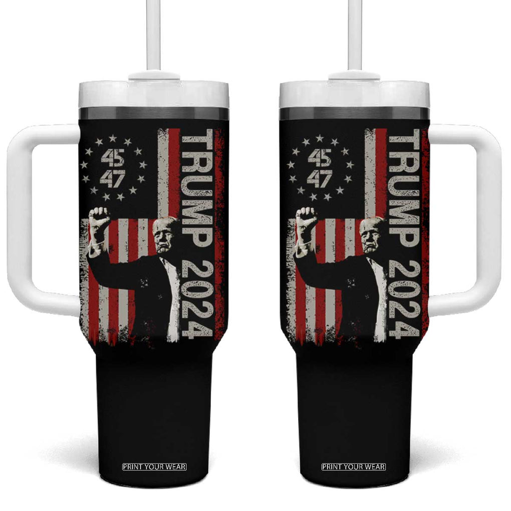 Trump 2024 Tumbler With Handle President 45 47 American Betsy Ross Flag TB02 One Size: 40 oz Black Print Your Wear