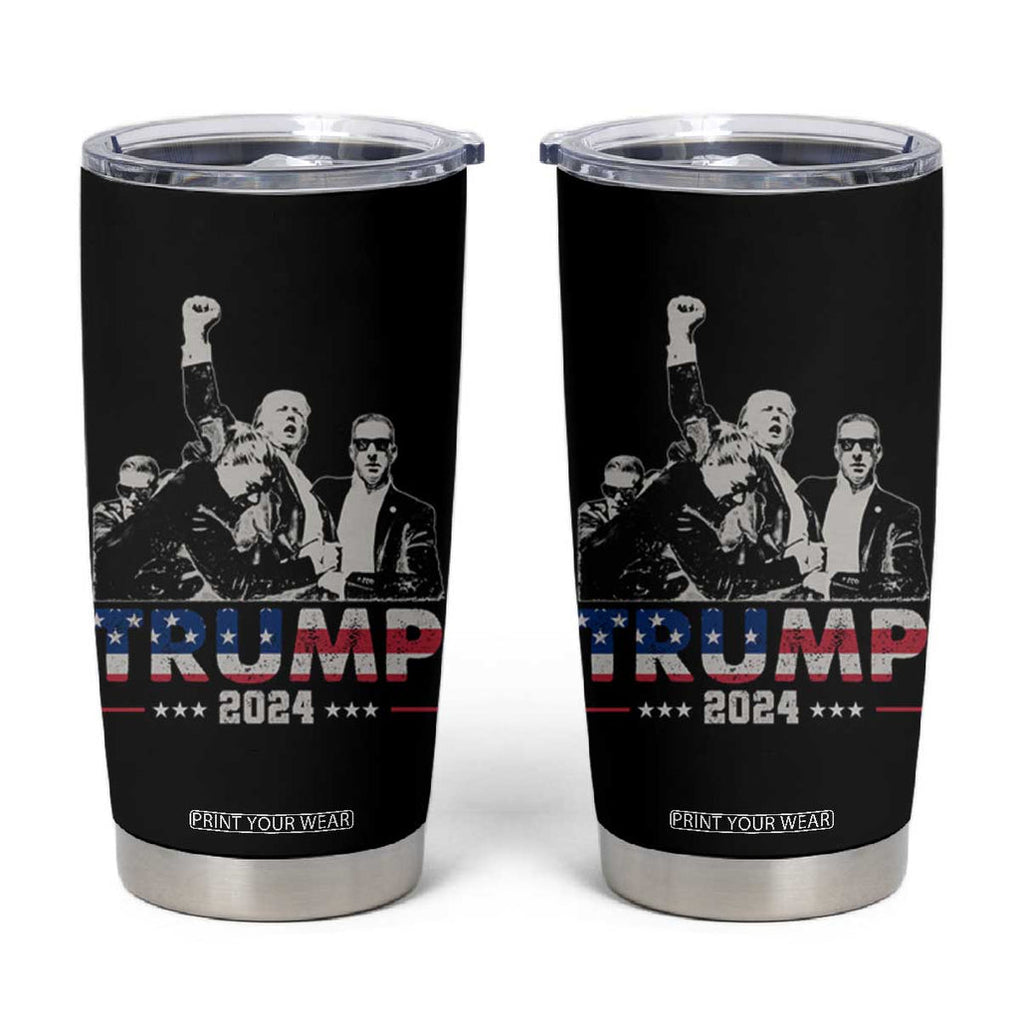 Trump Raised Fist Tumbler Cup Trump 2024 For President TB02 Black Print Your Wear