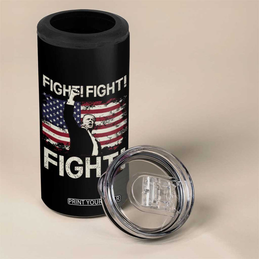Trump Raised Fist 4 in 1 Can Cooler Tumbler Fight Fight Fight American Flag Retro Vintage TB02 Print Your Wear