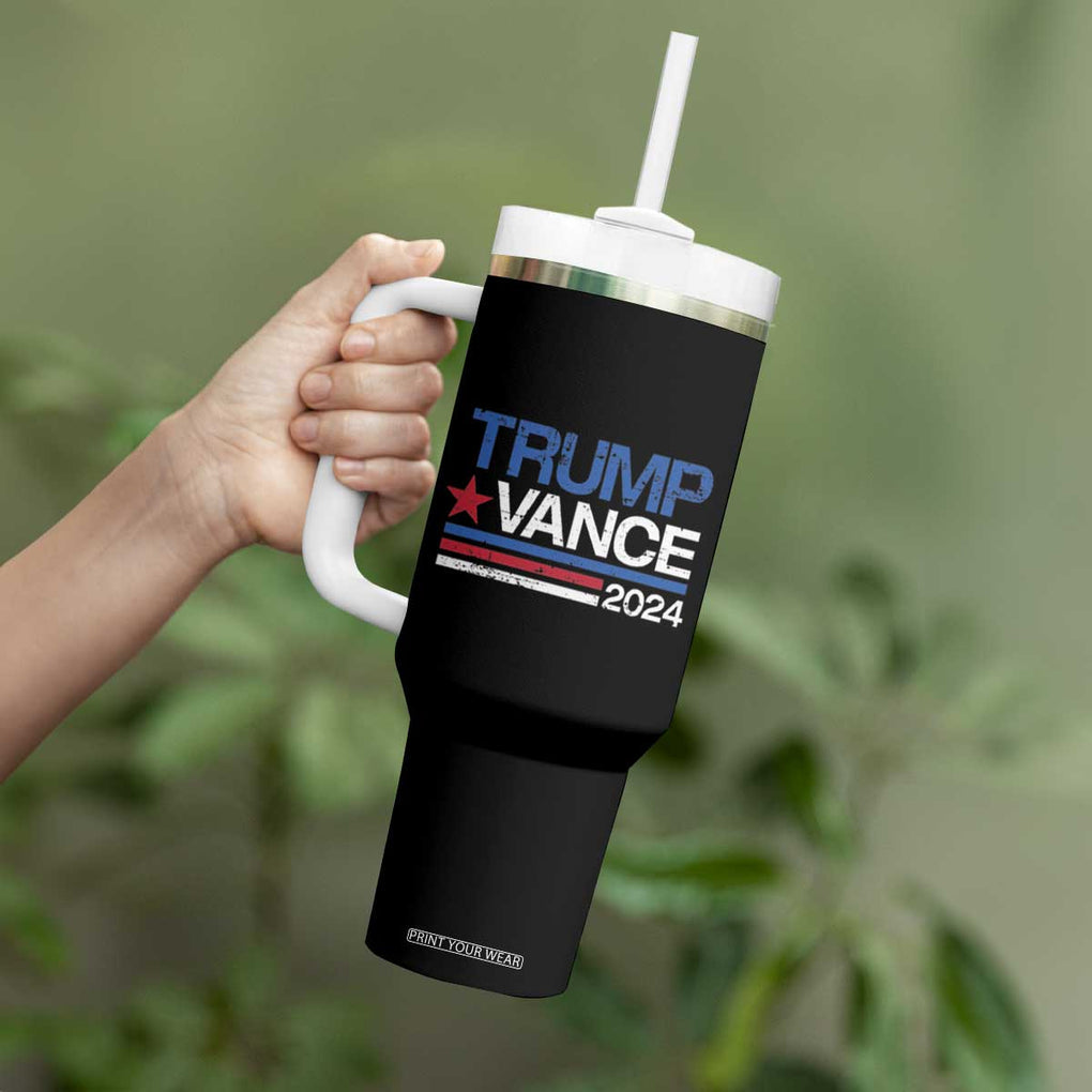 Trump Vance 2024 Tumbler With Handle 2024 President 45 47 Supporter Retro Stripe TB02 Print Your Wear
