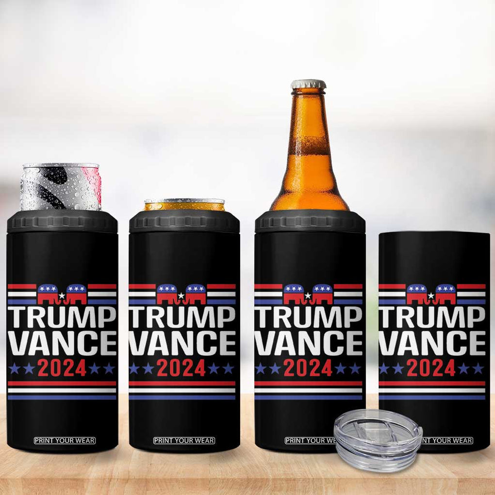 Trump Vance 2024 4 in 1 Can Cooler Tumbler 2024 President 45 47 Supporter Republican Elephant TB02 Print Your Wear