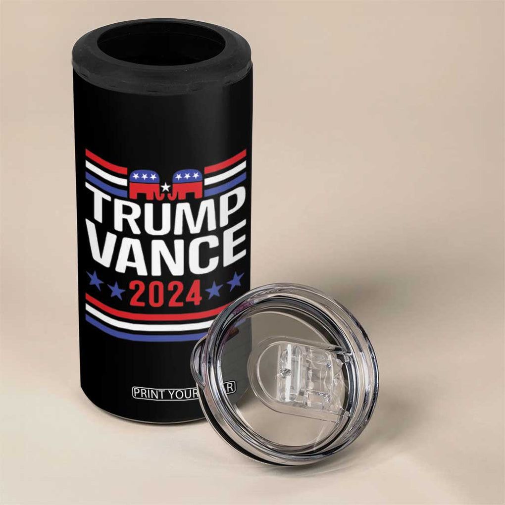 Trump Vance 2024 4 in 1 Can Cooler Tumbler 2024 President 45 47 Supporter Republican Elephant TB02 Print Your Wear