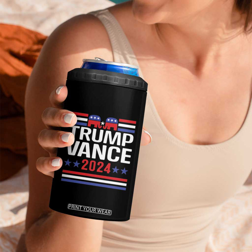 Trump Vance 2024 4 in 1 Can Cooler Tumbler 2024 President 45 47 Supporter Republican Elephant TB02 Print Your Wear