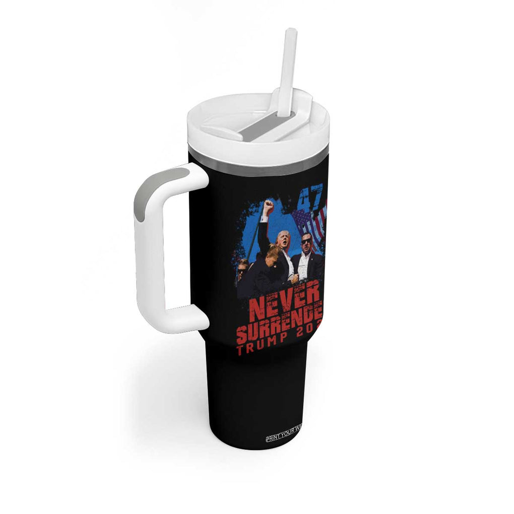 Trump Raised Fist Tumbler With Handle Never Surrender Support President 45 47 TB02 Print Your Wear