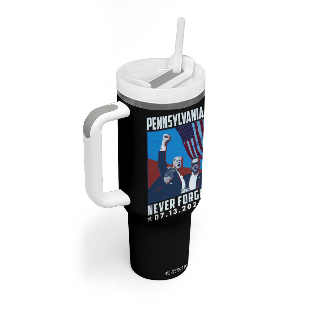 Trump Raised Fist Tumbler With Handle Butler Pennsylvania Never Forget July 13 2024 TB02 Print Your Wear