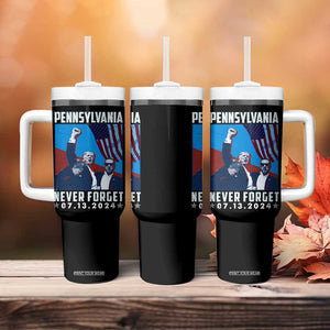 Trump Raised Fist Tumbler With Handle Butler Pennsylvania Never Forget July 13 2024 TB02 Print Your Wear