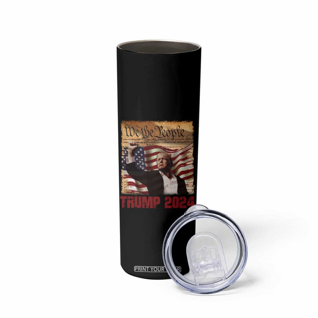 Trump 2024 Skinny Tumbler Raised Fist Fight For America American Flag Retro Vintage TB02 Print Your Wear