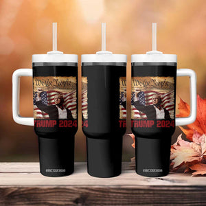 Trump 2024 Tumbler With Handle Raised Fist Fight For America American Flag Retro Vintage TB02 Print Your Wear