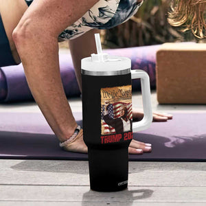 Trump 2024 Tumbler With Handle Raised Fist Fight For America American Flag Retro Vintage TB02 Print Your Wear
