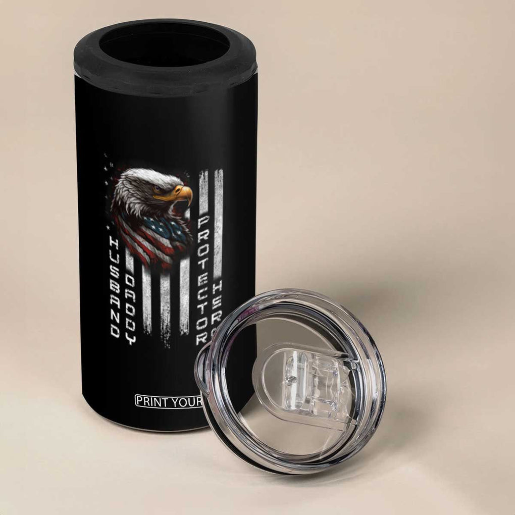 Veteran Dad American Eagle 4 in 1 Can Cooler Tumbler Husband Daddy Protector Hero Us Flag TB02 Print Your Wear