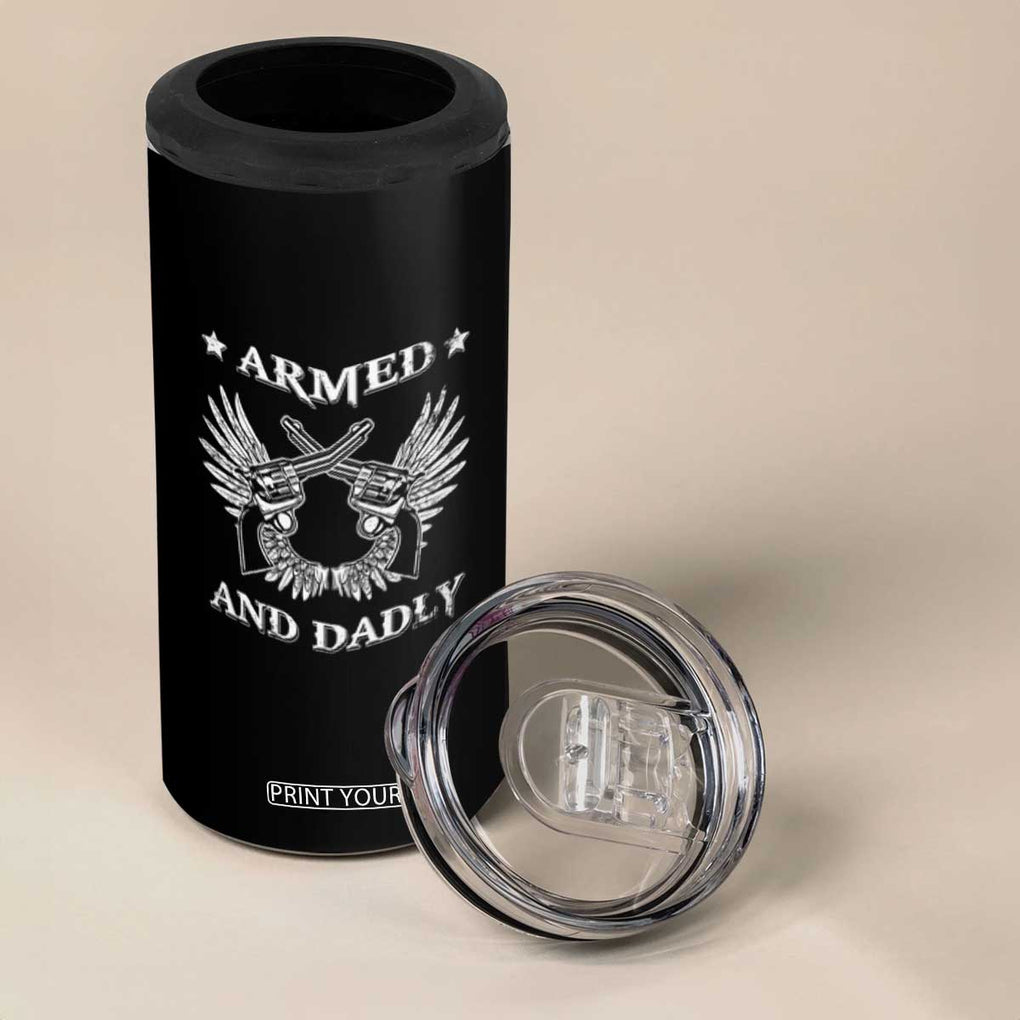 Western Dad 4 in 1 Can Cooler Tumbler Funny Armed And Dadly American Dad Vintage Retro TB02 Print Your Wear