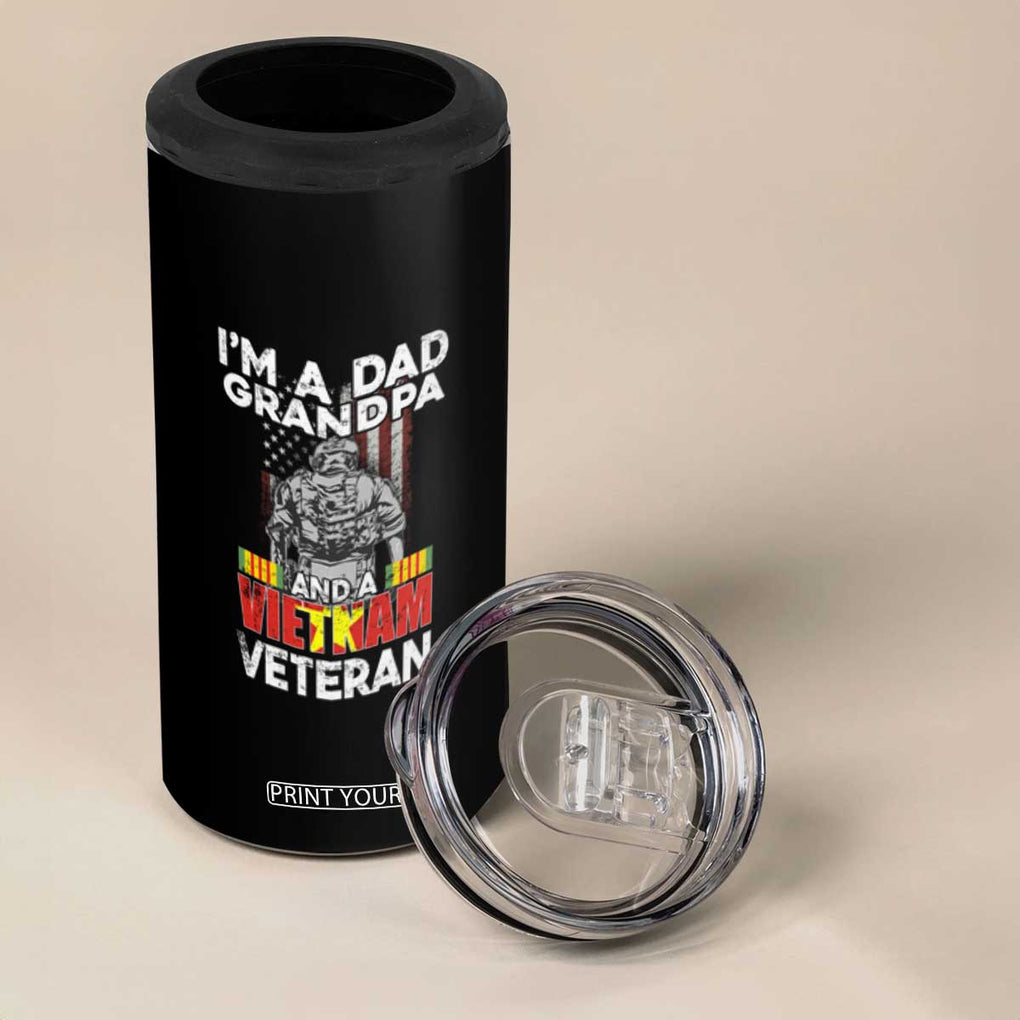 Vietnam Veteran 4 in 1 Can Cooler Tumbler I'm A Dad A Grandpa And A Vietnam Veteran Patriotic Father TB02 Print Your Wear